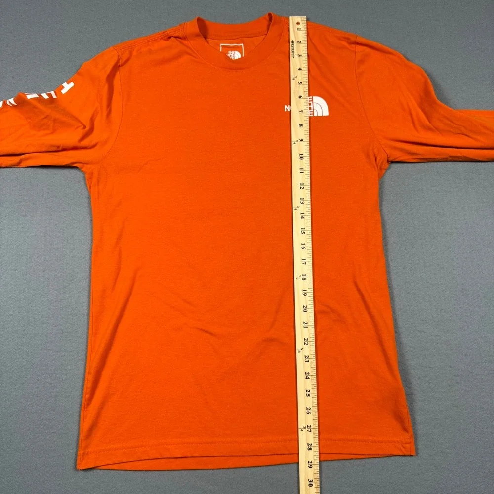 The North Face Mens Orange Long Sleeve Graphic T-Shirt Half Dome Mountain Size M